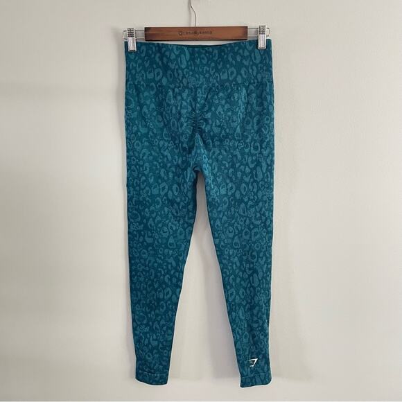 Gymshark | Women’s The Adapt Animal Seamless Leggings Teal Blue Leopard Cheetah - Picture 7 of 11